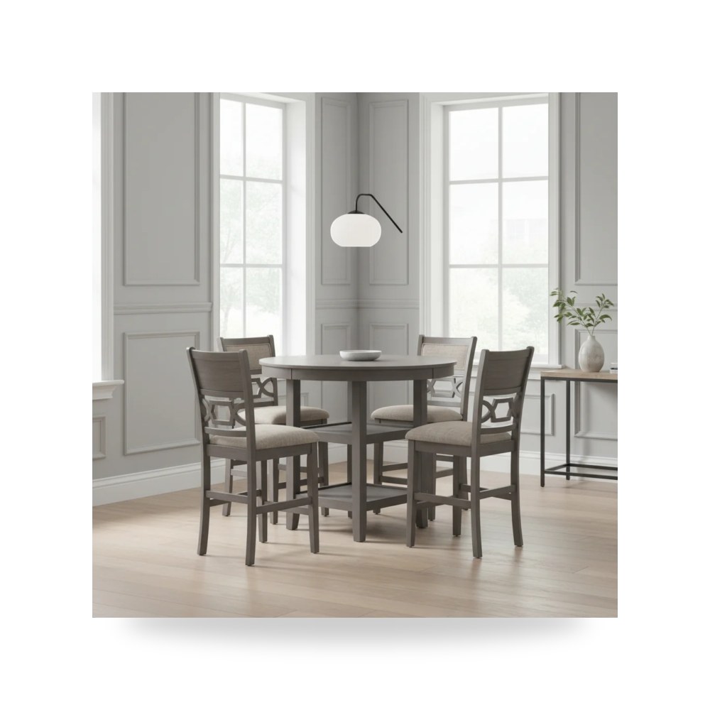 كراسي ومقاعد فاخرة - Wrenning Counter Height Dining Table and 4 Barstools (Set of 5)