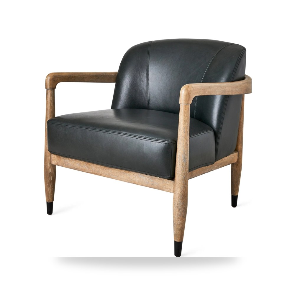 كرسي جلوس بتصميم أنيق - كرسي جلد أسود June Uttermost - طراز R23733-UTT