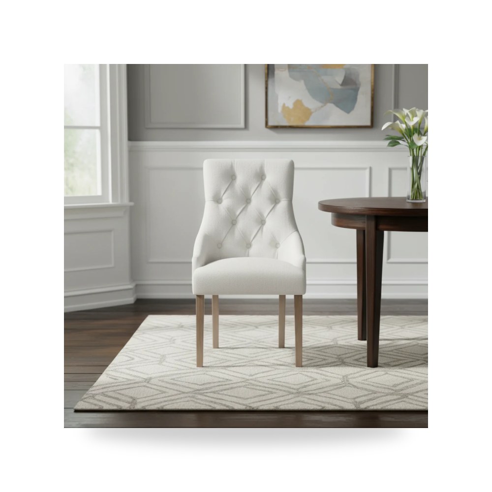 كرسي طعام فاخر - Disney Beige Linen Dining Chair