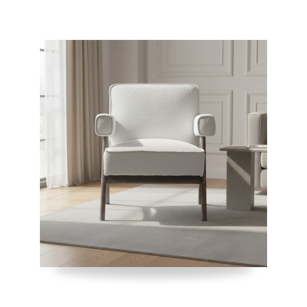 كرسي طعام فاخر - Verona cream boucle Dining Chair