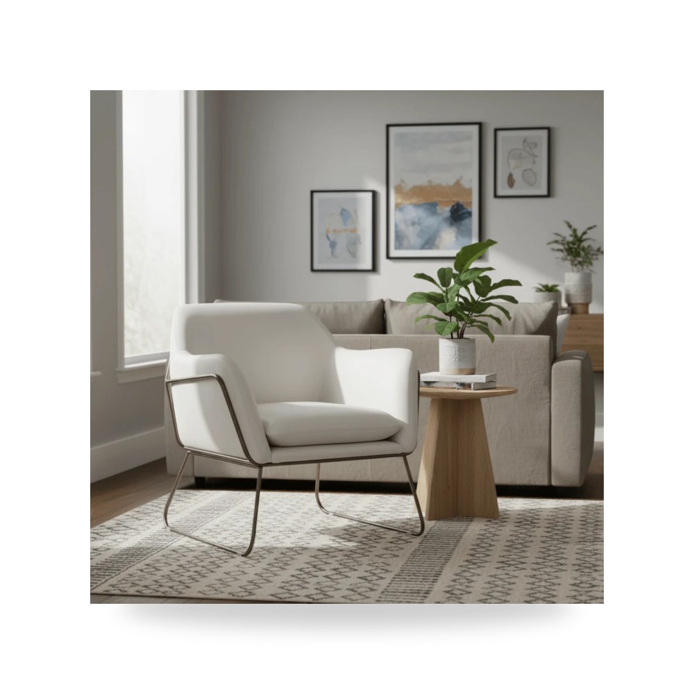 كرسي جلوس بتصميم أنيق - كرسي أبيض موديل RF 2085 D084 - طراز RF-2085-D084-8