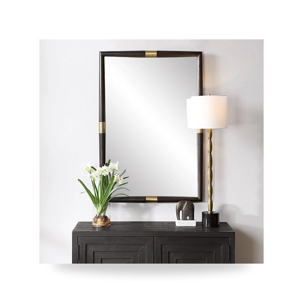 مرآة ديكور Larkin Dark Wood & Brass Uttermost