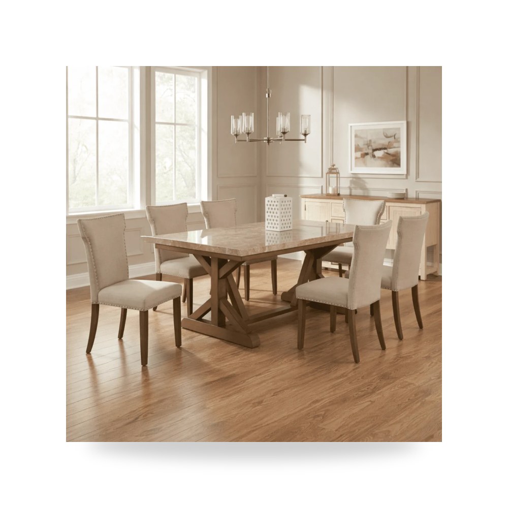 كرسي طعام فاخر - Xavier Beige Dining Chair - طراز TS-1007C