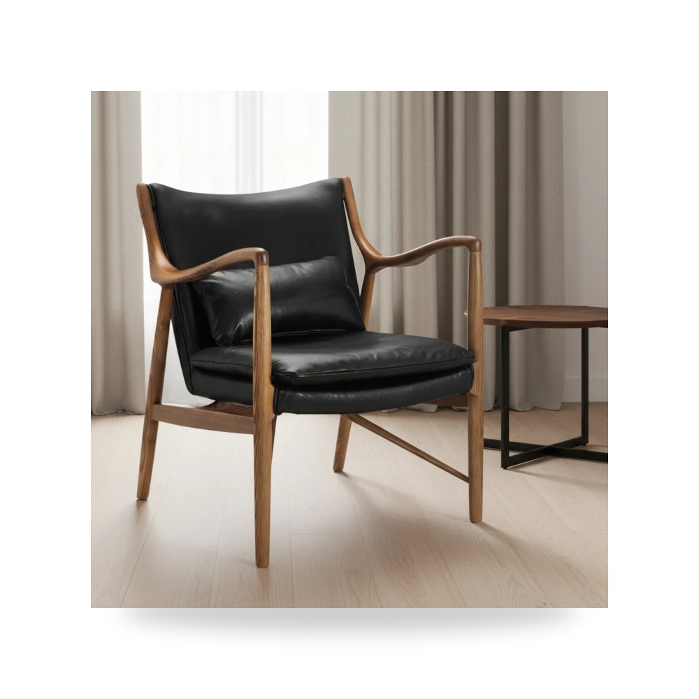 كرسي جلوس بتصميم أنيق - كرسي جلد أسود Hooker معتمد - من Hooker Furniture - طراز P006201-1