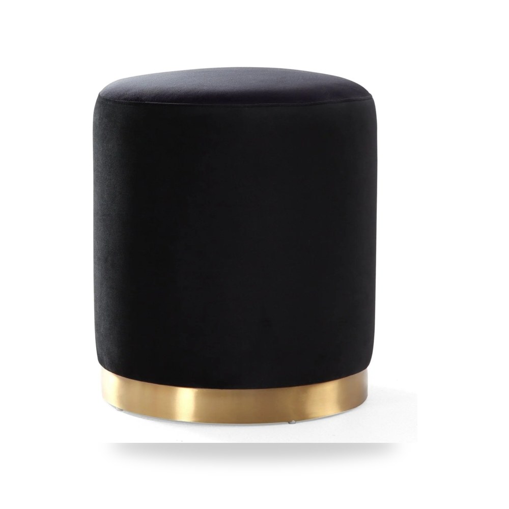 بوف ومسند قدم عثماني - بوف قطيفة أسود Opal Base TOV - من TOV Furniture - طراز TOV-OC6120