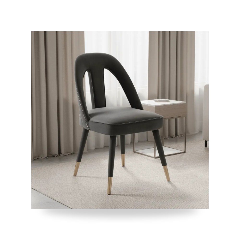 كرسي جلوس بتصميم أنيق - كرسي قطيفة رمادي Petra Dark TOV - من TOV Furniture
