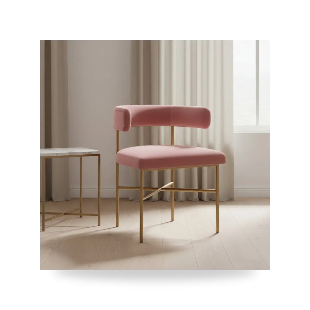 كرسي جلوس بتصميم أنيق - كرسي قطيفة Kim Blush TOV معتمد - من TOV Furniture - طراز TOV-D6432