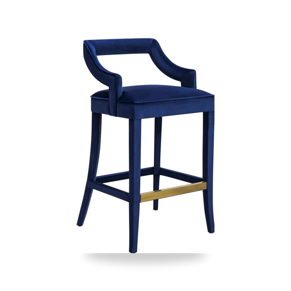 كرسي جلوس بتصميم أنيق - كرسي قطيفة كحلي Tiffany Counter TOV - من TOV Furniture