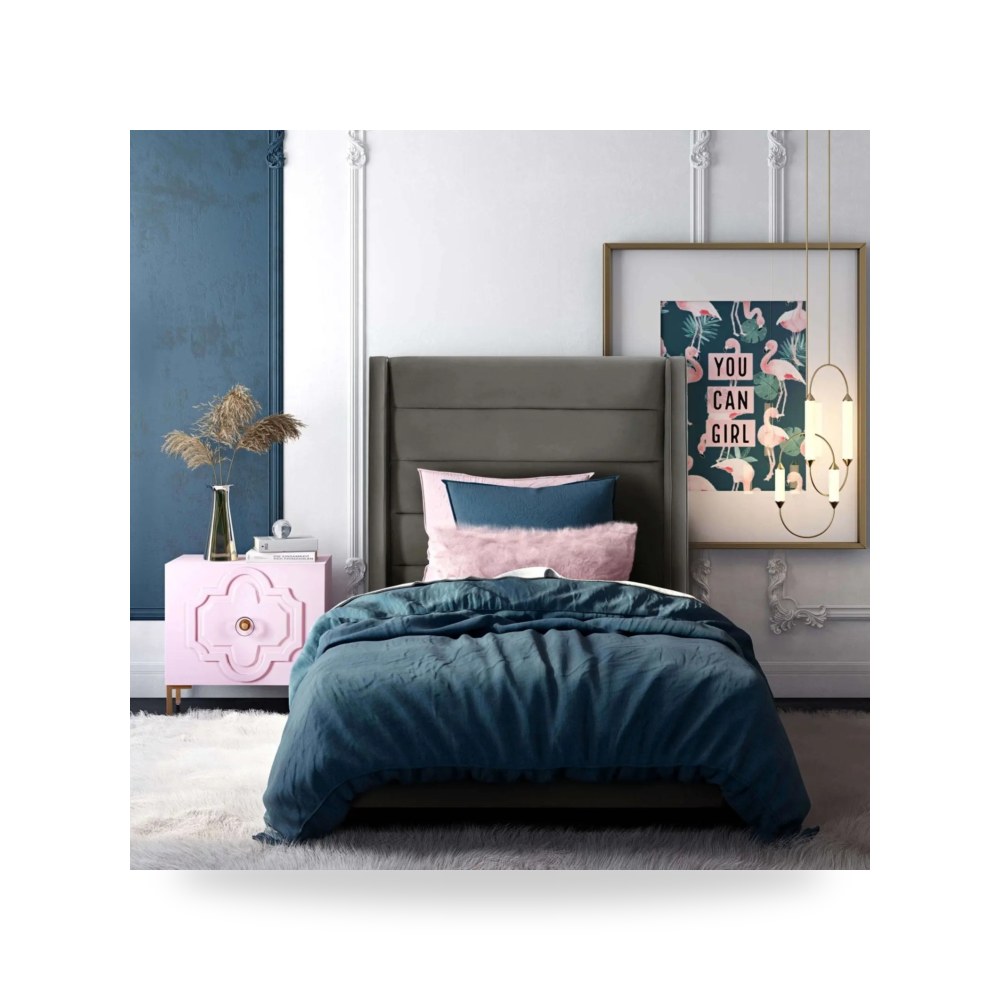 سرير قطيفة رمادي Koah Twin توف فيرنتشر TOV Furniture