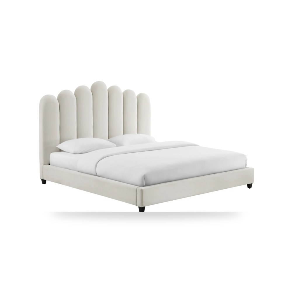 سرير قطيفة كريمي Celine Queen توف فيرنتشر TOV Furniture