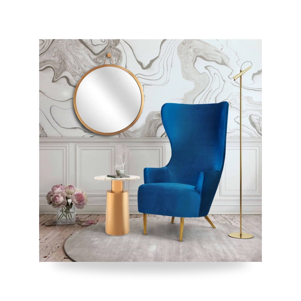 كرسي جلوس بتصميم أنيق - كرسي كحلي Julia Wingback TOV - من TOV Furniture - طراز TOV-A2045-N