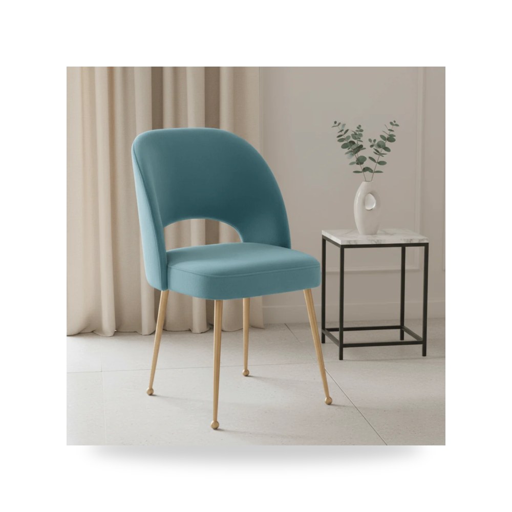 كرسي جلوس بتصميم أنيق - كرسي قطيفة أزرق Swell Sea TOV - من TOV Furniture - طراز TOV-D66