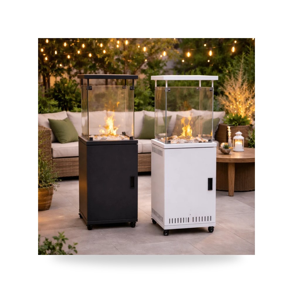 أثاث غرف نوم وأسرّة - Square Fire Pit with Glass Panel