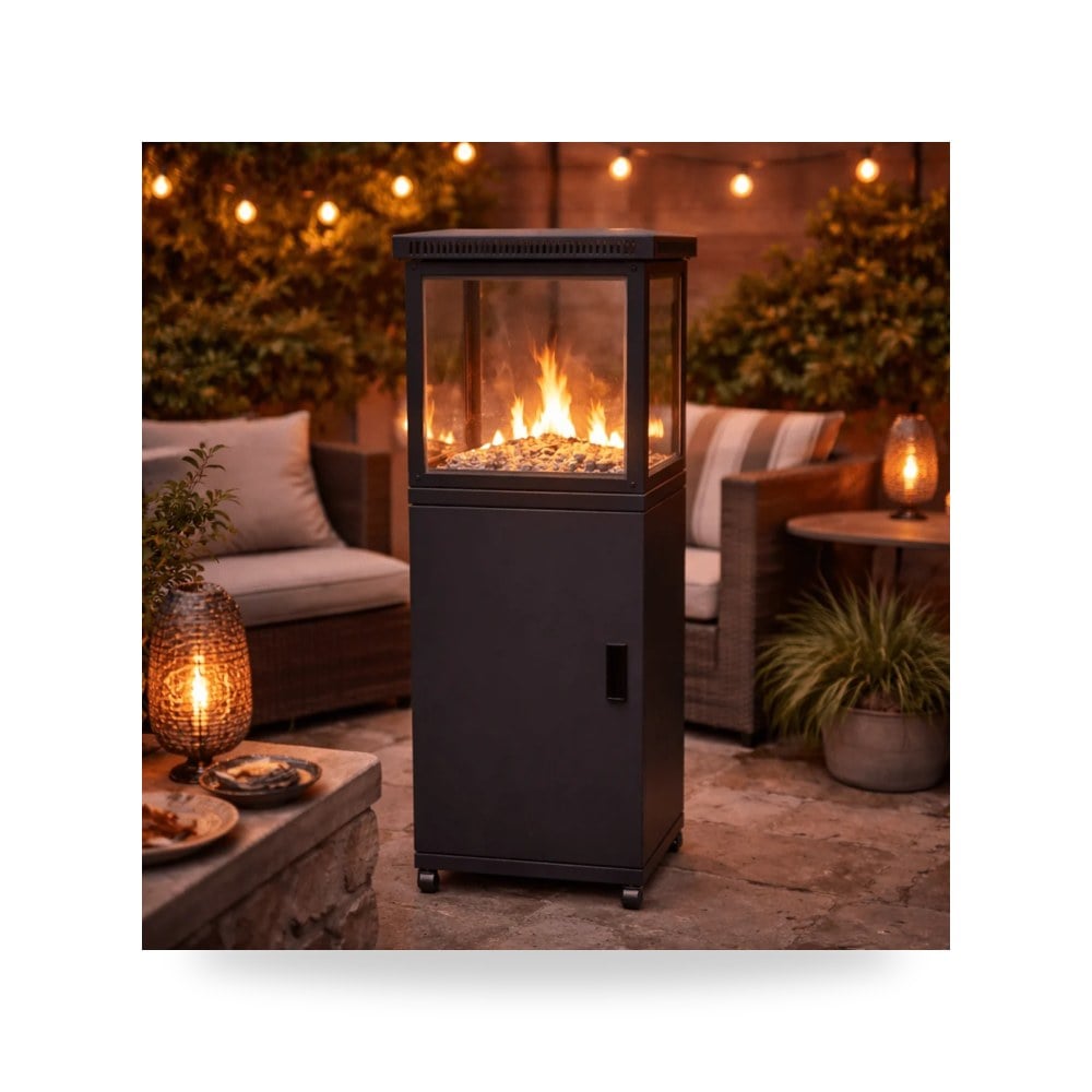 أثاث غرف نوم وأسرّة - Square Fire Pit with Glass Panel