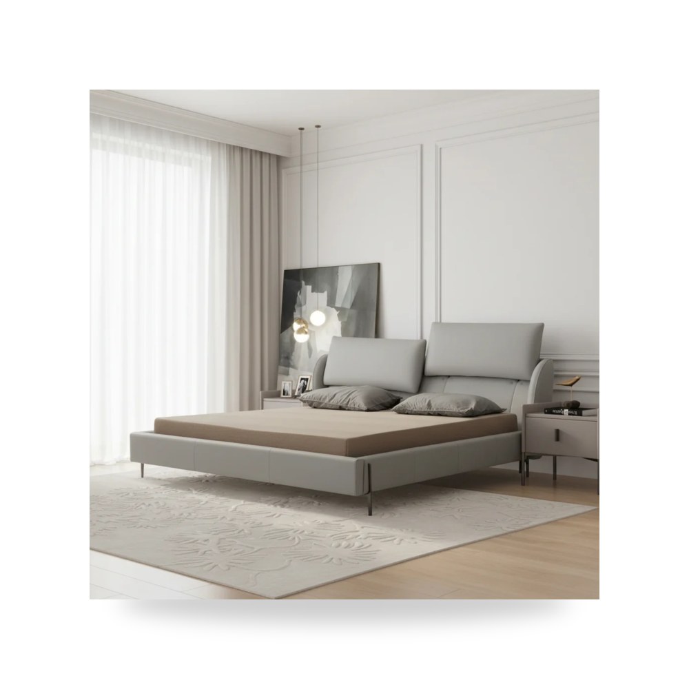 سرير نوم فاخر - Hugo Grey King Bed - طراز WR1889-B0003KBD