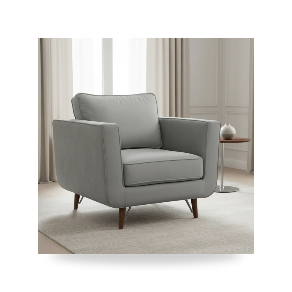 كرسي بذراعين فاخر - Mid Century Gray Fabric Accent Chair - من Hooker Furniture