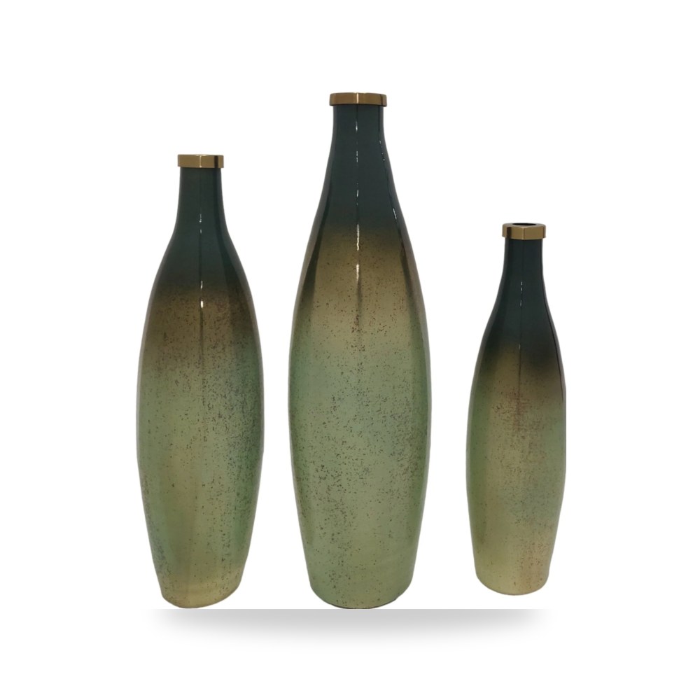 زجاج أخضر S - 3 Windard Bottles سيجبروك هوم Sagebrook Home موديل EV21163