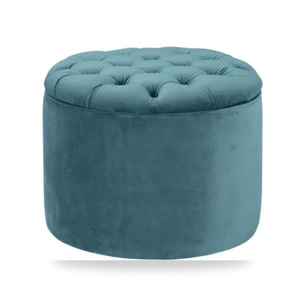 بوف ومسند قدم عثماني - بوف قطيفة أزرق TOV معتمد - من TOV Furniture - طراز TOV-OC144