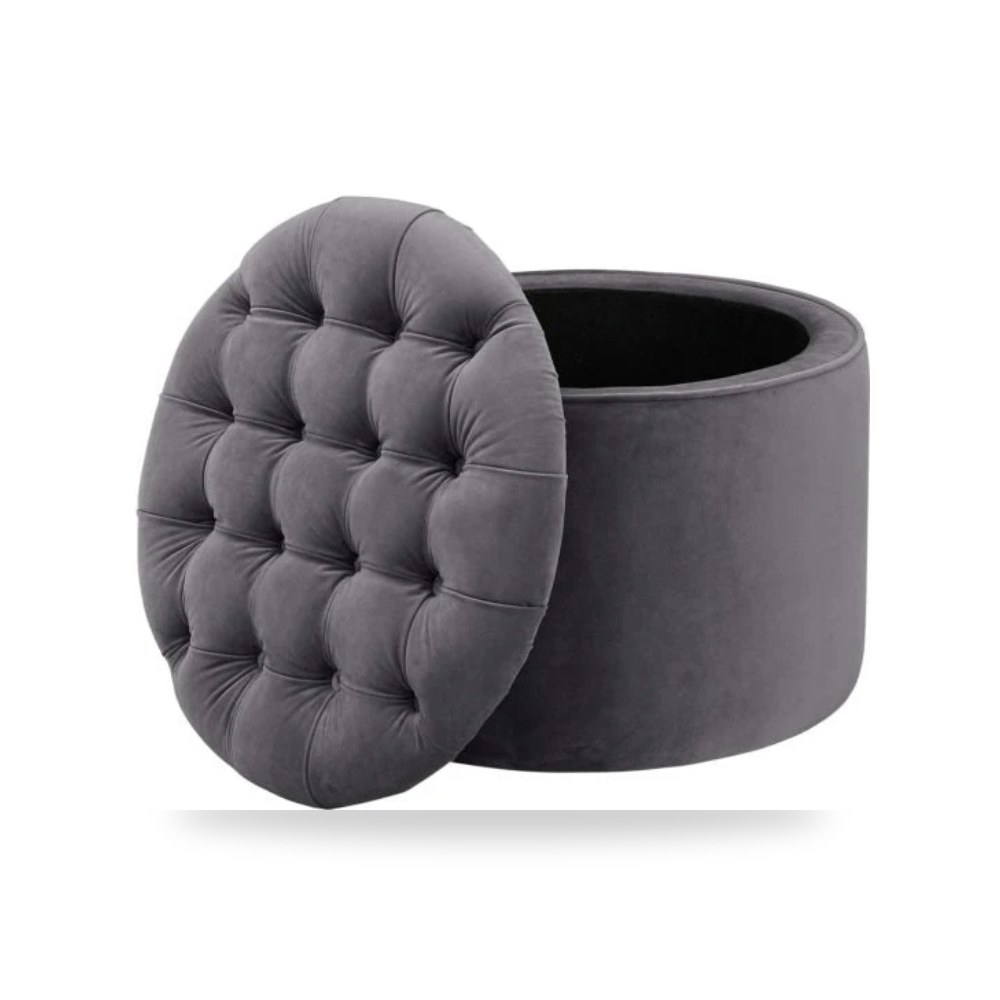 بوف ومسند قدم عثماني - بوف قطيفة رمادي Queen Storage TOV - من TOV Furniture