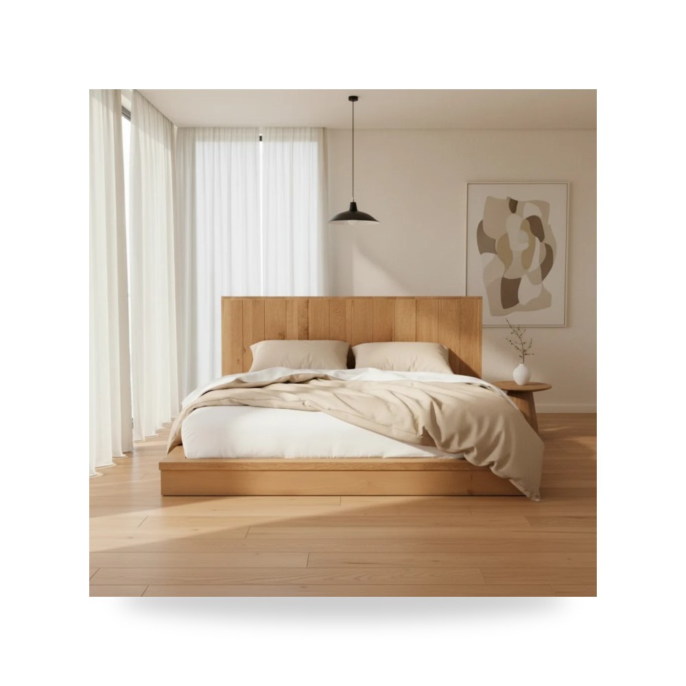 سرير نوم فاخر - سرير Plank Queen Moes معتمد - من Moe's Home - طراز RP-1040-24