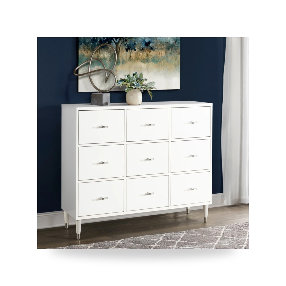 خزانة دروج تسريحة بيضاء 9 أدراج Nine Drawer Dresser من هوكر Hooker Furniture