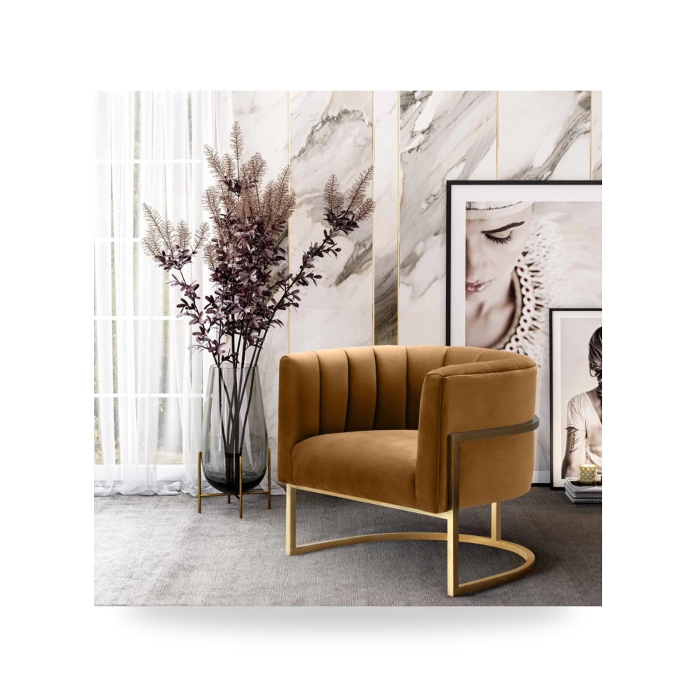 كرسي جلوس بتصميم أنيق - كرسي قطيفة Magnolia Cognac TOV - من TOV Furniture