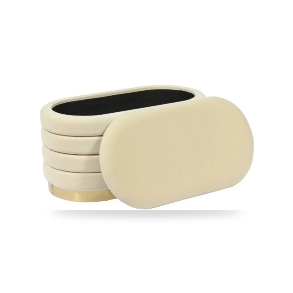 مقعد قطيفة كريمي Lillian Storage توف فيرنتشر TOV Furniture
