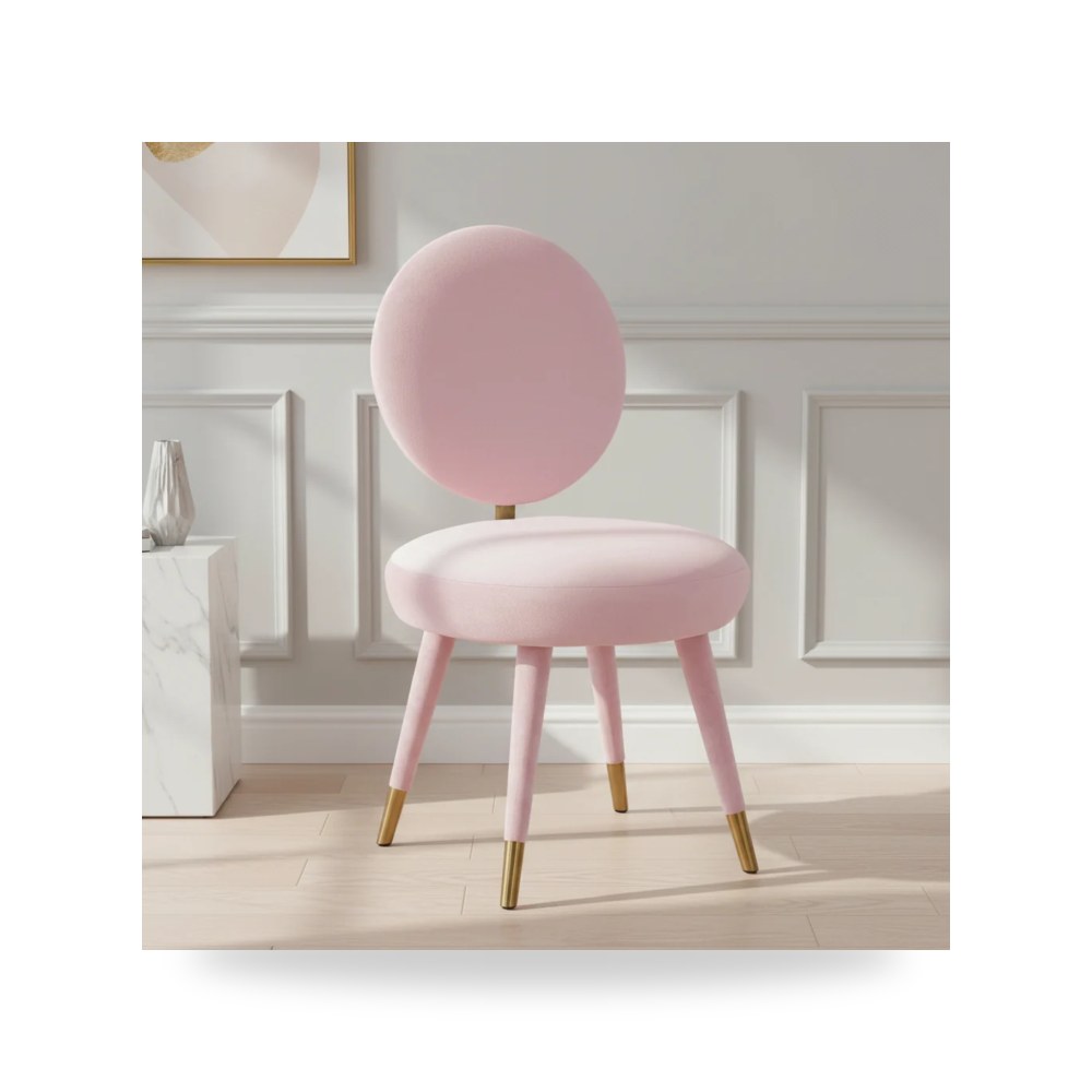 كرسي طعام فاخر - كرسي طعام قطيفة Kylie Bubblegum TOV - من TOV Furniture - طراز TOV-D68127