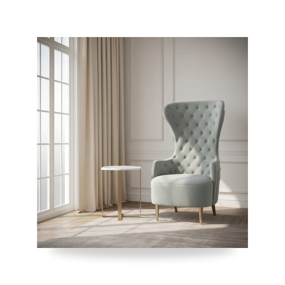 كرسي جلوس بتصميم أنيق - كرسي قطيفة رمادي Jezebel Wingback TOV - من TOV Furniture