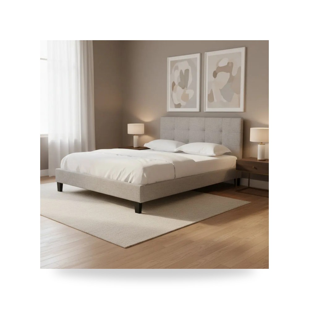 أثاث غرف نوم وأسرّة - إضاءة قماش رمادي Eliza Queen Moes - من Moe's Home - طراز RN-1020-29