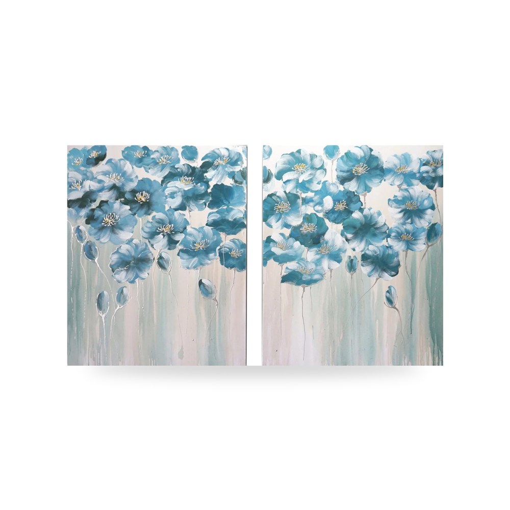 لوحة جدارية فنية Dual Flower أزرق كريستفيو كولكشن Crestview Collection
