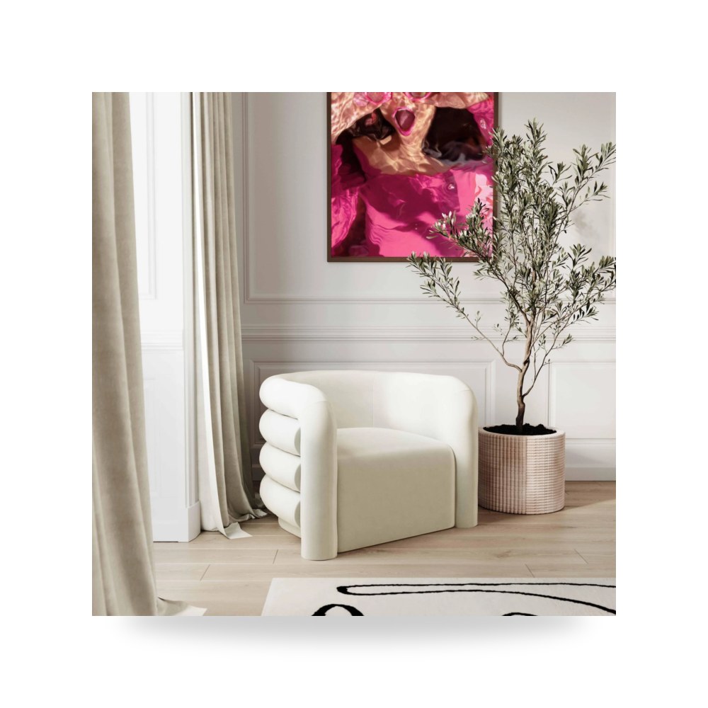 كرسي جلوس بتصميم أنيق - كرسي قطيفة كريمي Curves Lounge TOV - من TOV Furniture