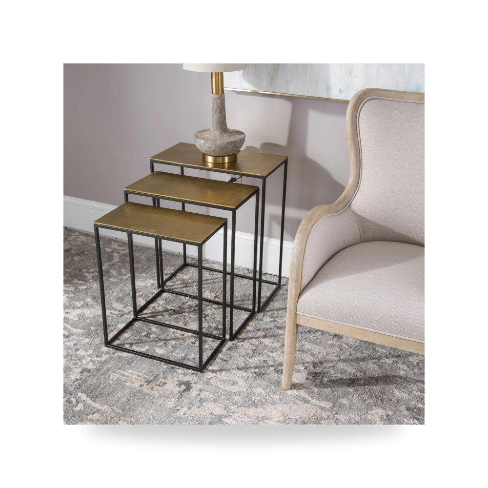 طقم طاولات متداخلة Coreene S - 3, ذهبي أترموست Uttermost
