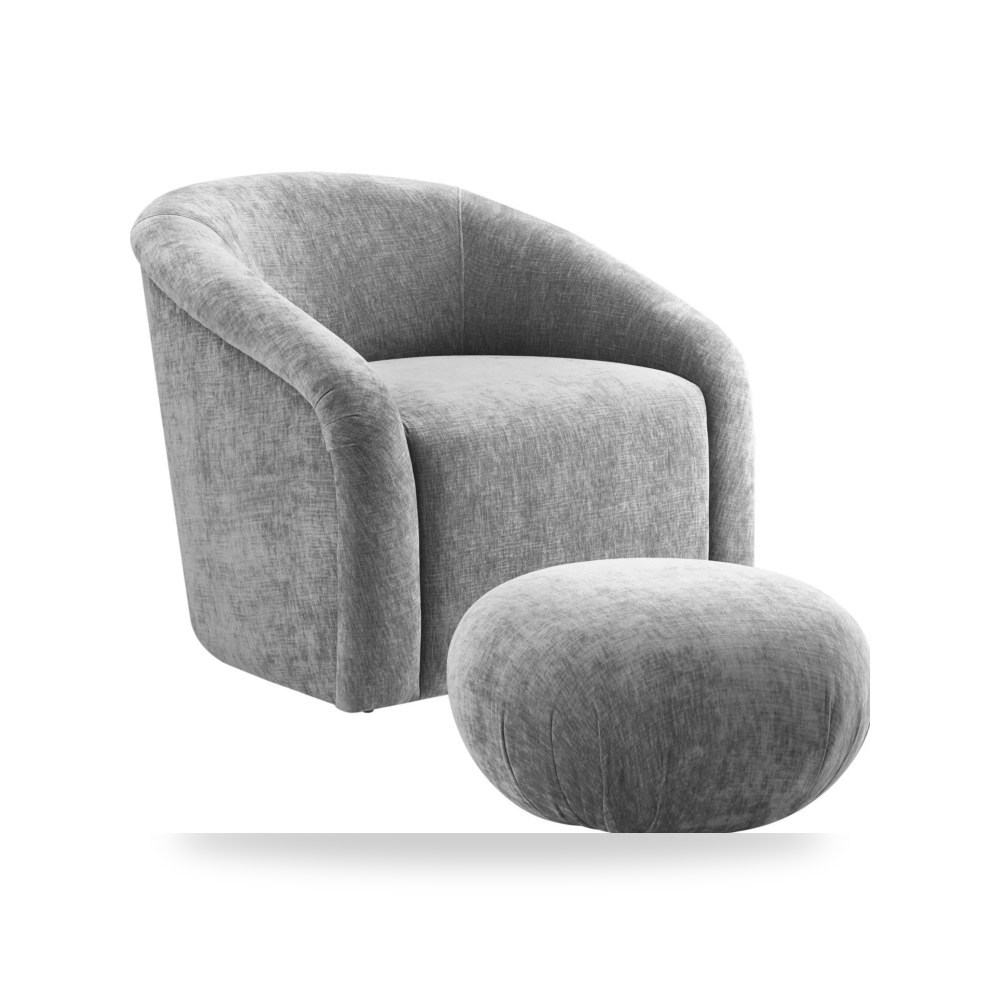 بوف ومسند قدم عثماني - بوف رمادي Boboli Chenille TOV - من TOV Furniture - طراز TOV-S6382