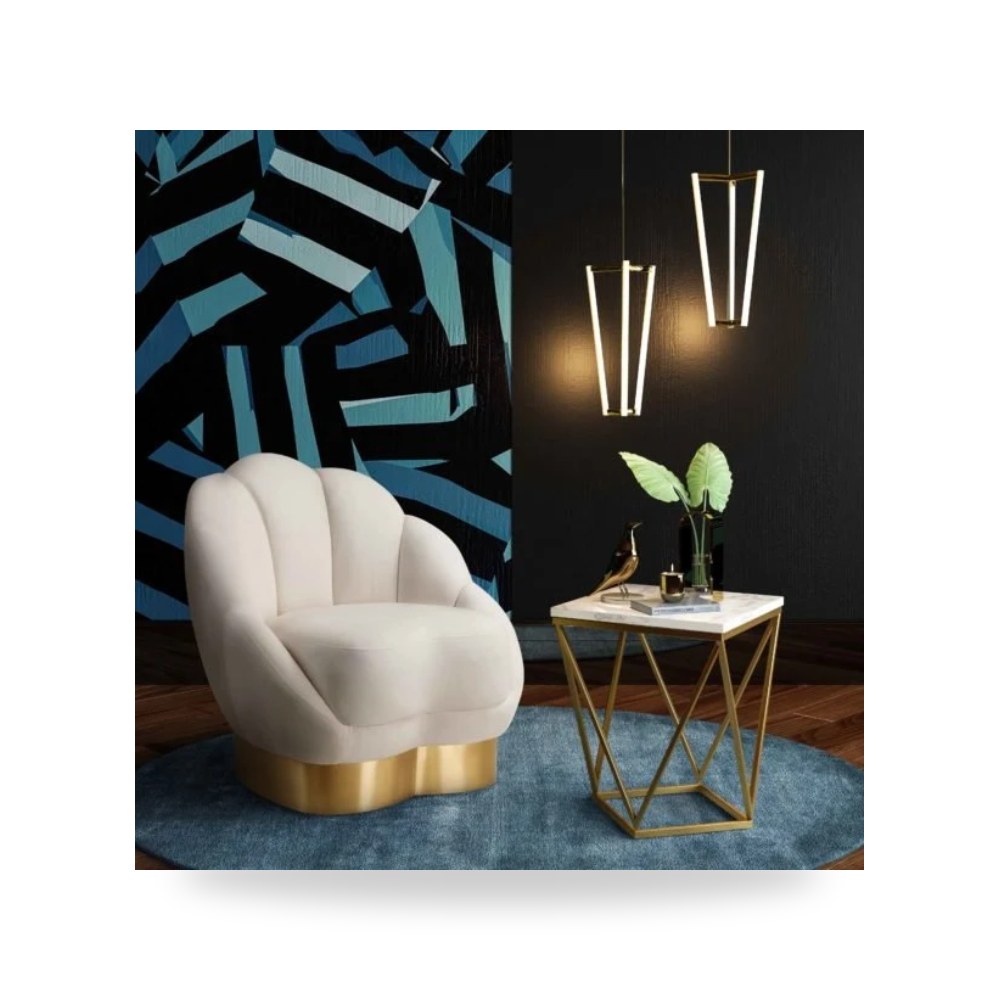 كرسي جلوس بتصميم أنيق - كرسي قطيفة كريمي Bloom TOV - من TOV Furniture - طراز TOV-S6184