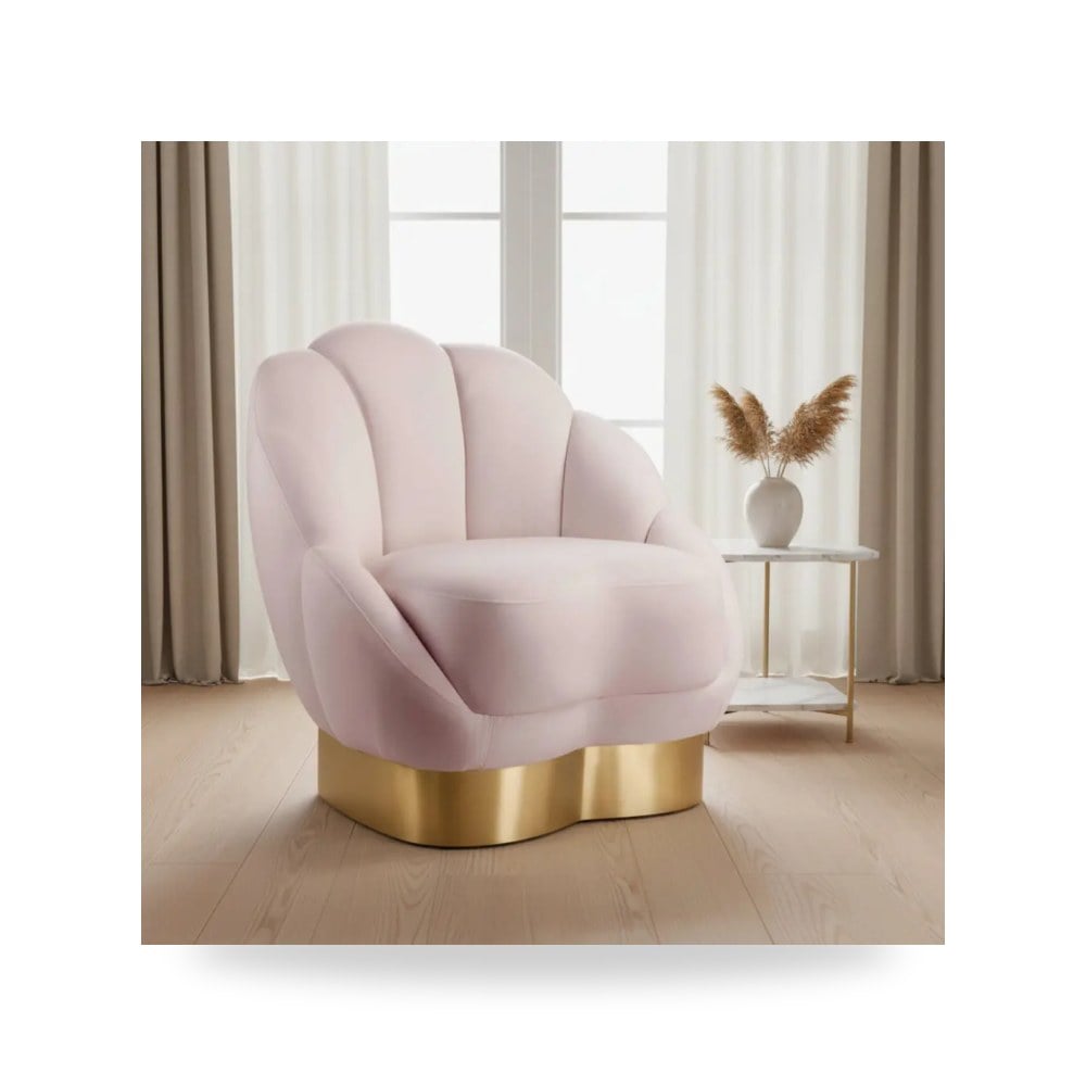 كرسي جلوس بتصميم أنيق - كرسي قطيفة Bloom Blush TOV - من TOV Furniture - طراز TOV-S6335