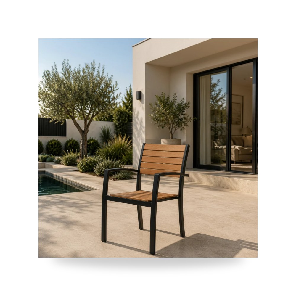 كرسي جلوس بتصميم أنيق - Barcelona Charcoal Chair - من Compact Outdoor Living