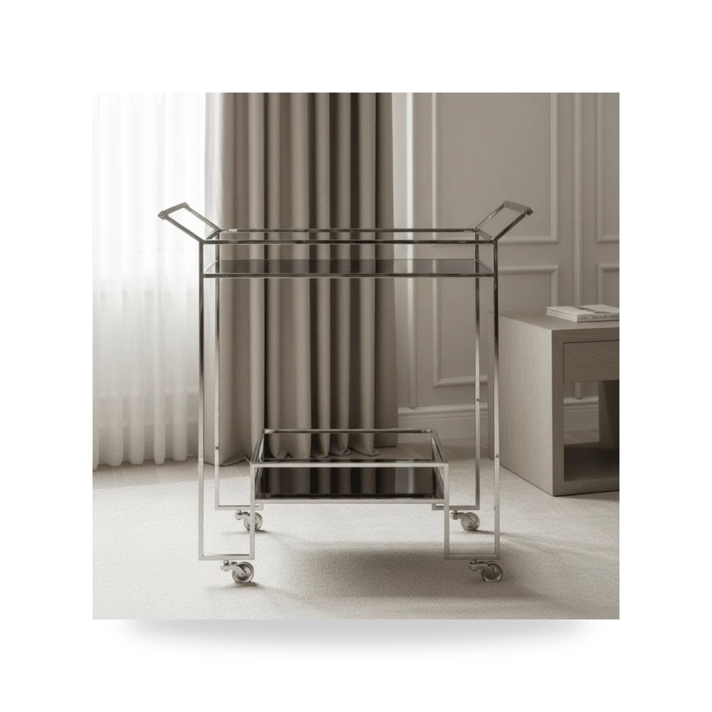 عربة تقديم وضيافة فضية فاخرة Serving Cart موديل P020422 Hooker