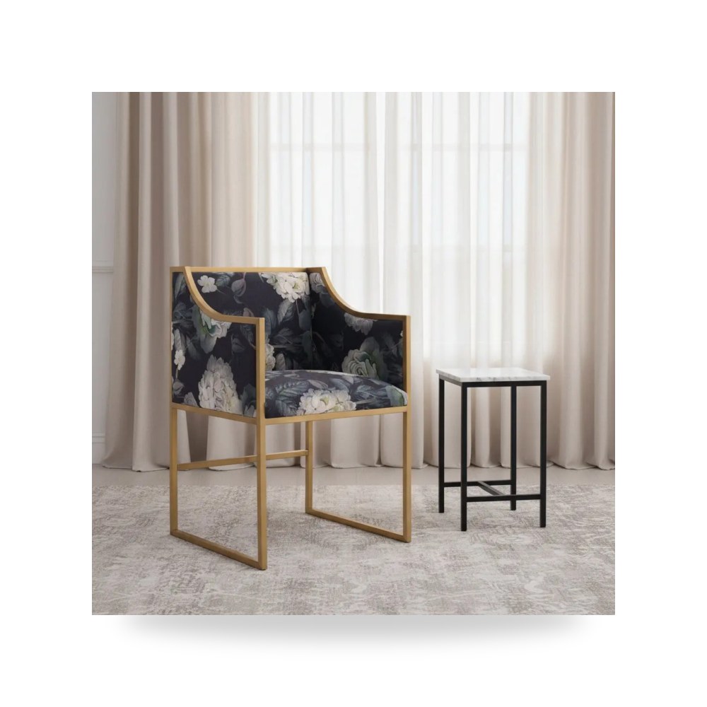 كرسي جلوس بتصميم أنيق - كرسي قطيفة ذهبي Atara Floral TOV - من TOV Furniture