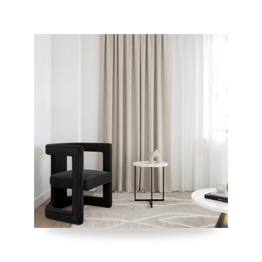 كرسي جلوس بتصميم أنيق - كرسي قطيفة أسود Ada TOV معتمد - من TOV Furniture - طراز TOV-S68257