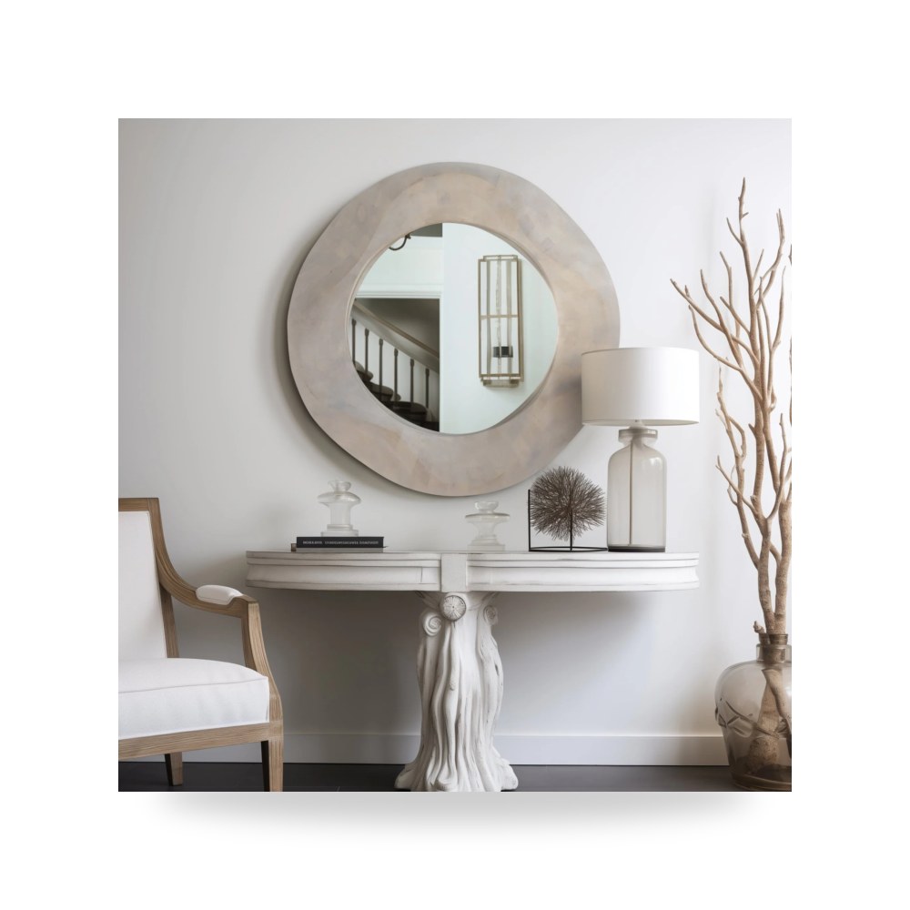 مرآة ديكور جدارية 36X36 CAILEN TXTURED ROUND ,WHITEWASH Sagebrook Home موديل EV19311