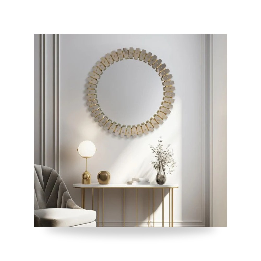 مرآة ديكور جدارية 35X35 KEELY MARBLE TILE أبيض Sagebrook Home