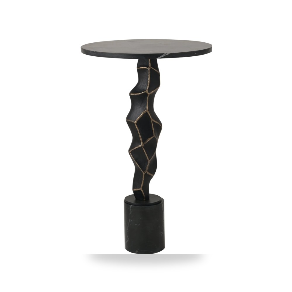 طاولة 25" Rocco Marble Top Bronze Sagebrook Home