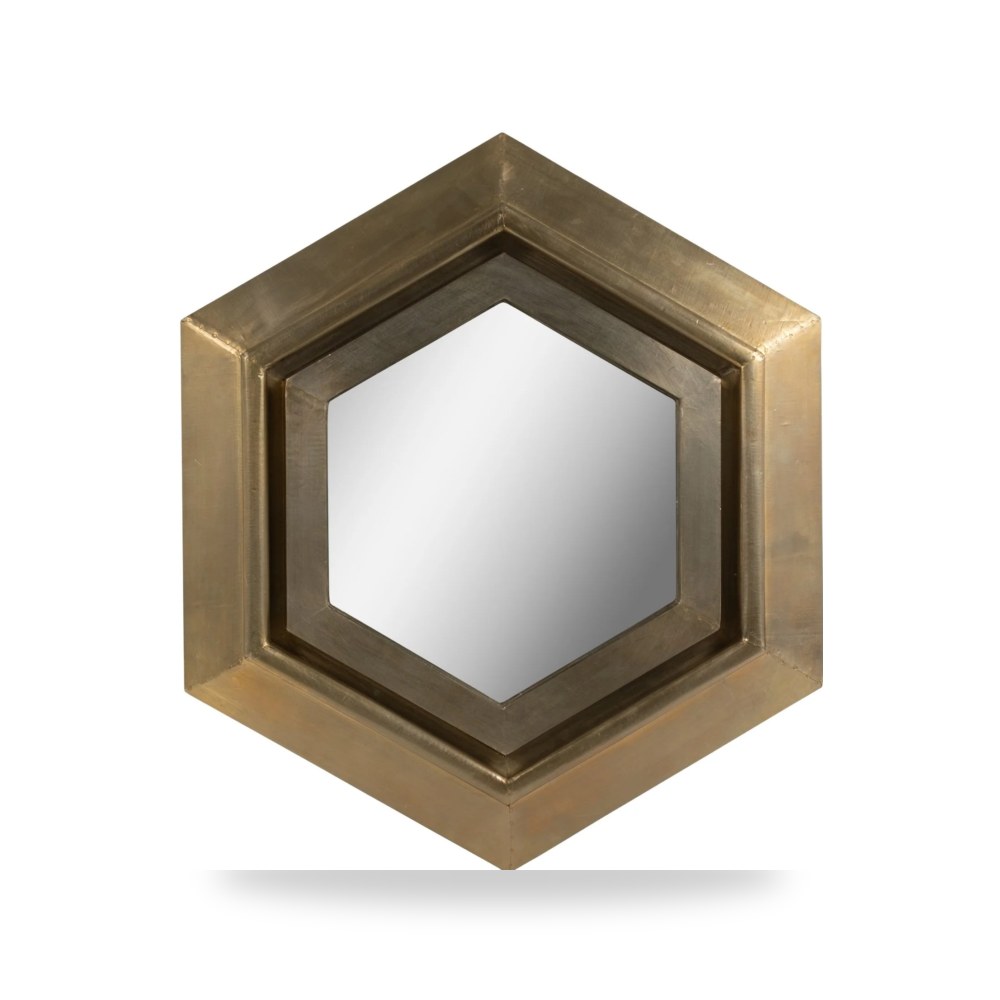 مرآة ديكور جدارية 20x20" Warwin Champagne Clad Hexagon Sagebrook Home موديل EV19310