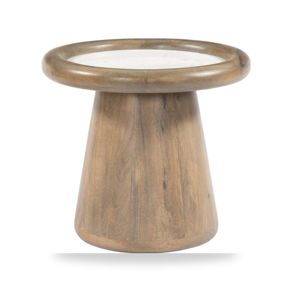 طاولة 20" Aleena Wood And Marble Accent , Brwn Sagebrook Home