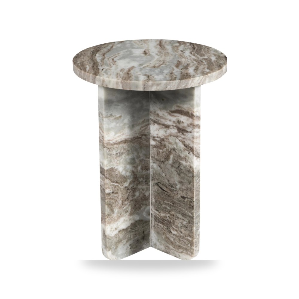 طاولة 18" BELLISO ROUNDED MARBLE , بني Sagebrook Home