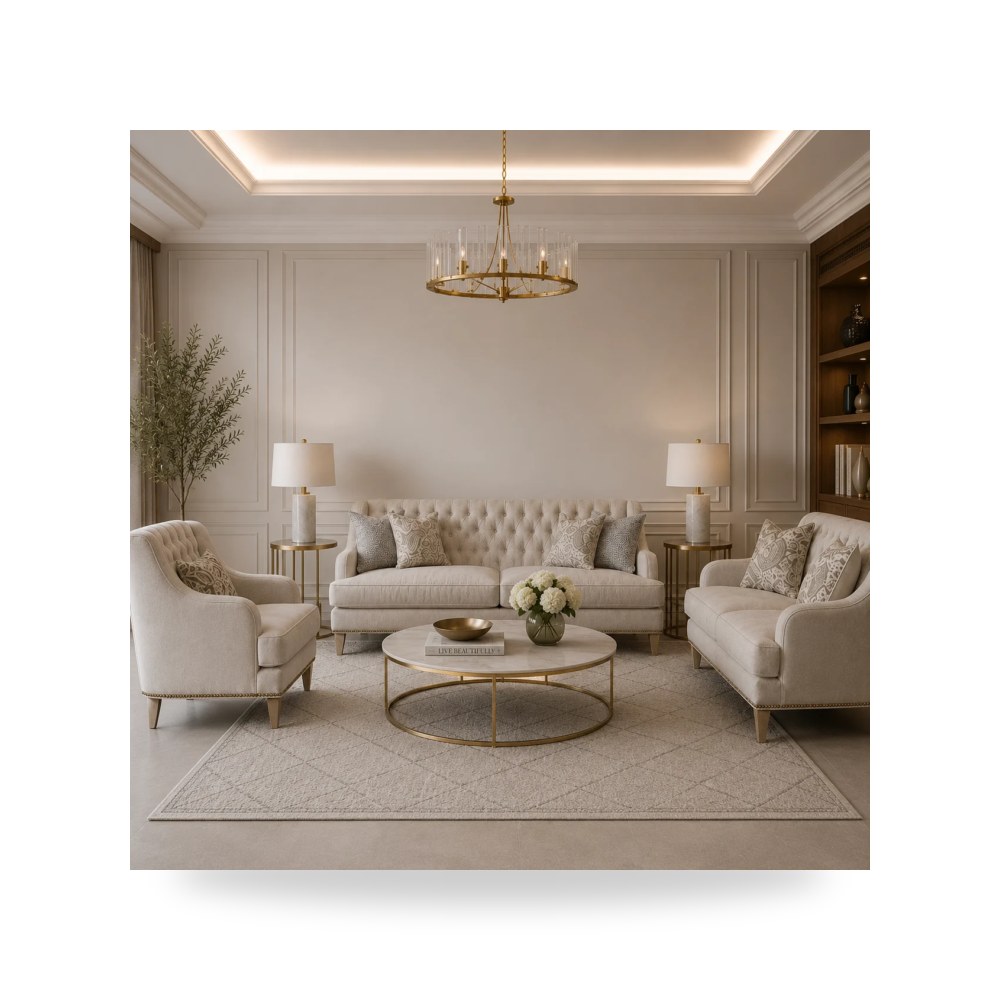 كراسي ومقاعد فاخرة - بيج Ella معتمد - طراز WHC122-SET