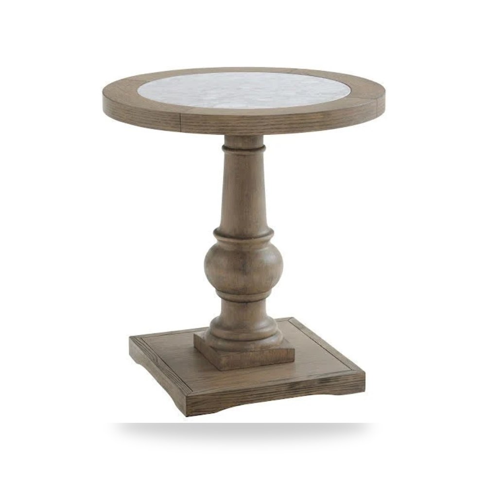 طاولة جانبية خدمة Marble Top ish Round أبيض روتس