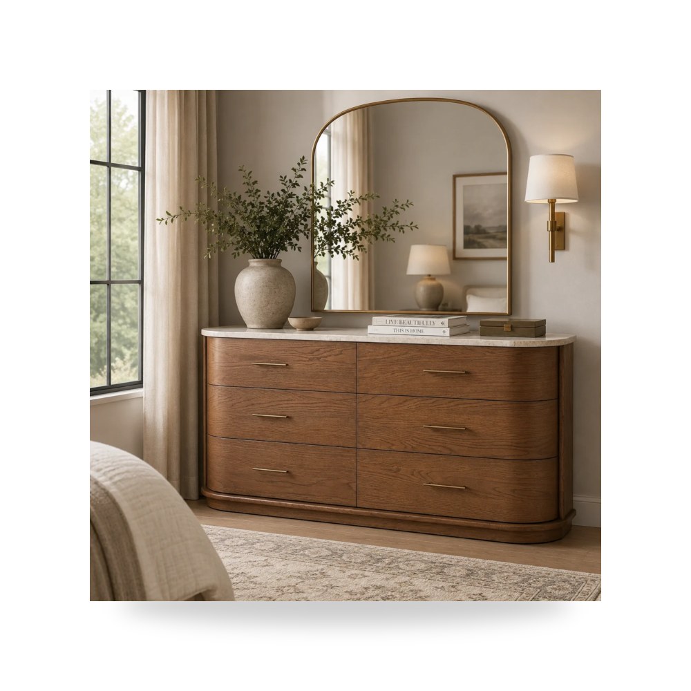 وحدة أدراج وكومودينة غرف نوم - Warner Light Brown 6-Drawer Dresser