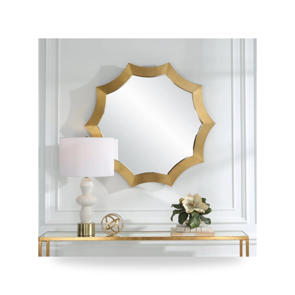 مرآة ديكور Flare Brushed Brass Round Uttermost